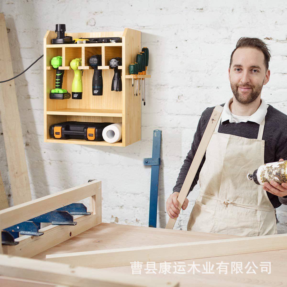 木制置物架电动工制置物架具实用收纳箱木四层收壁挂式杂物储实物
