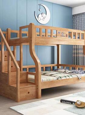 实木上13098下床双儿人童床子母床高低铺宿舍层上下铺成床带楼梯