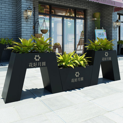 广场售楼部外摆组合花箱简约室外铁艺花箱 户外市政商业街种植箱