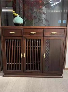 新中金木餐边柜板玄关柜一体靠墙茶式水柜客厅80769岩实乌木储物