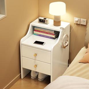 实木床置头柜收简约型风卧室储物柜57522家用小户床头柜多功能纳