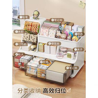 桌面收盒纳盒抽屉大7879容量笔筒办文具整理式置物架多功能公室储
