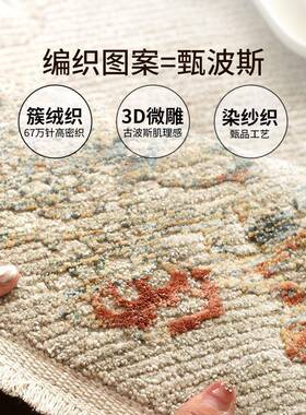 易普美床家新款土耳斯卡伯勒其进口现代法式轻奢脏形地毯耐椅子边