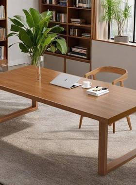 办实腿木书桌电脑桌公34817桌子工作台学生卧室家用长方形写字学