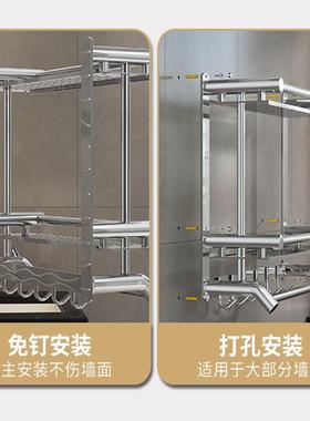 高端卫12767间置物生架304不所锈钢浴室毛挂巾架淋浴房厕2层壁收