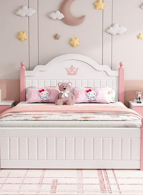 儿童床孩14144公主床欧全.实木床原木1.5米女生12青式女少年男孩