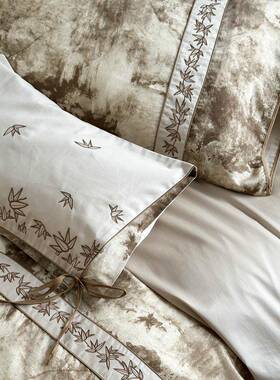 尊客||A舒类新式长绒中棉国风被四件套YXYX莱赛尔全棉水墨画纯棉