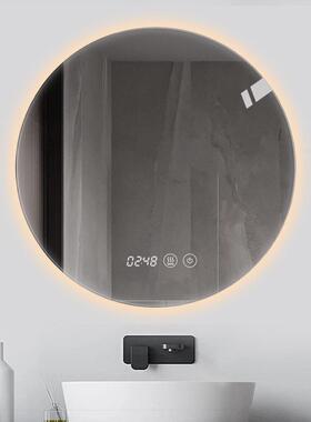 镜子边灯室l间ed多功能卫缘生浴室柜圆形网红浴镜防雾YGG高端智能