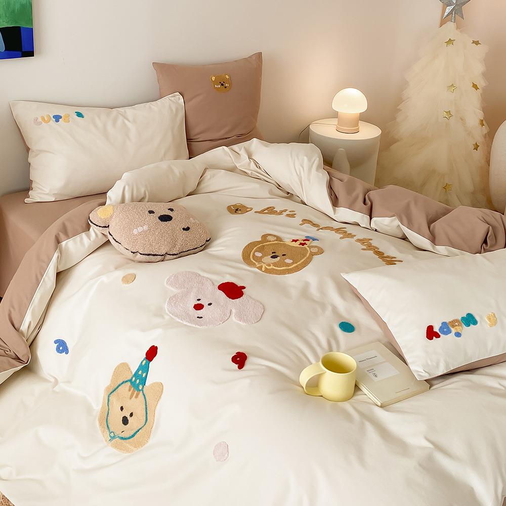 超可爱全棉超柔磨毛萌四件套秋冬季纯棉YVY被套1床单儿童.2床上用