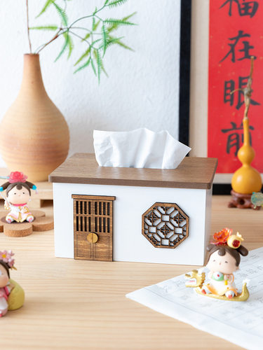 斯依 餐桌纸巾盒新中式客厅创意收纳 可爱高档轻奢家用古风抽纸盒