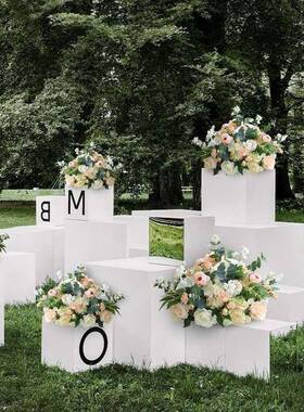 新款婚礼布置路引花球花品柱绢甜53880台摆件商橱场窗交车仪式仿