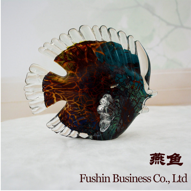 博山琉璃五彩琉璃摆件 燕鱼摆件海洋系列 鱼缸底部装饰 送人小礼