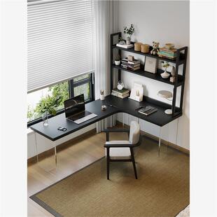 亚克力转角947l书桌桌书架一体桌家角用黑色实木电脑型拐办公桌