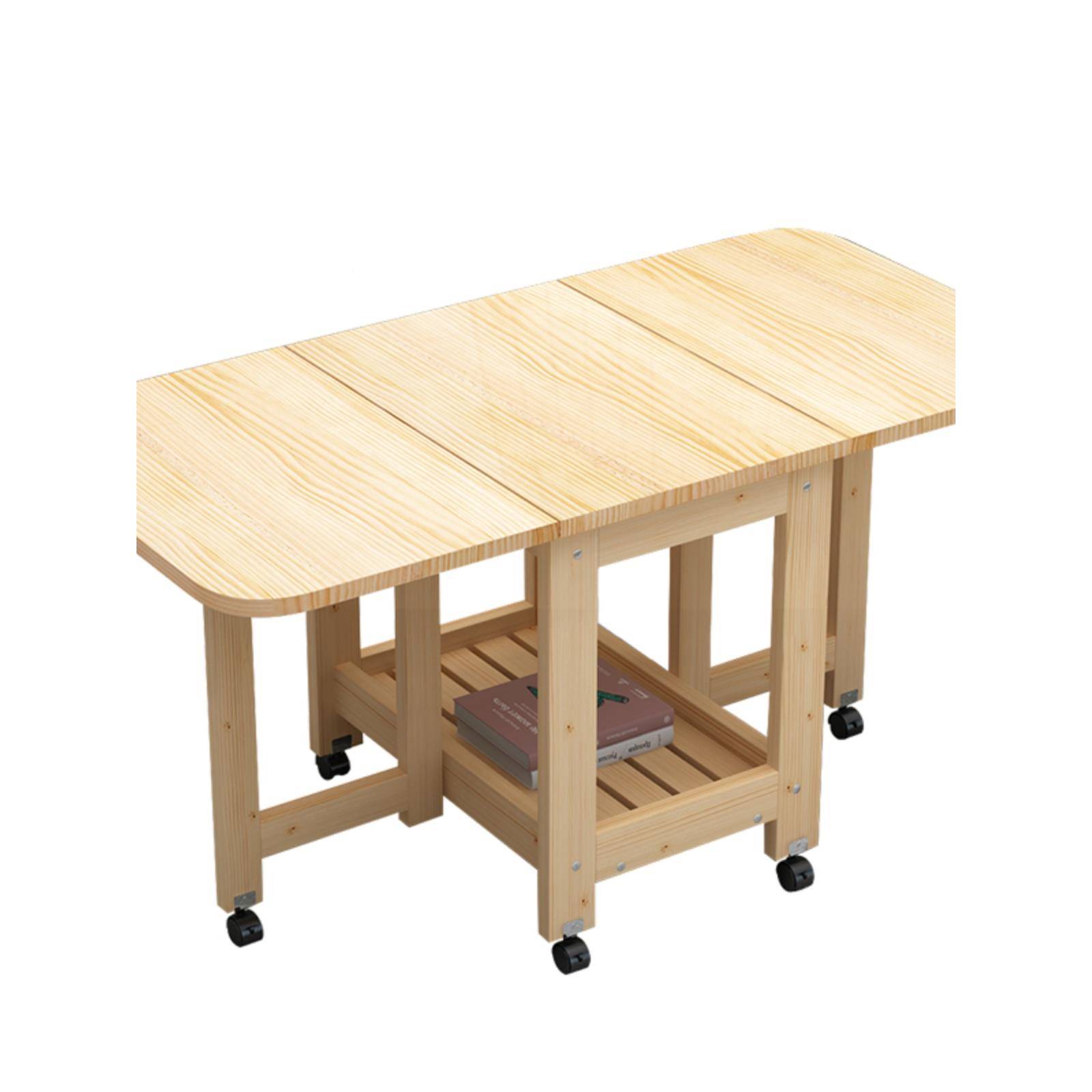 fc实FTI茶几折叠餐桌木两用边几小户移动矮型桌茶伸缩写字台台简