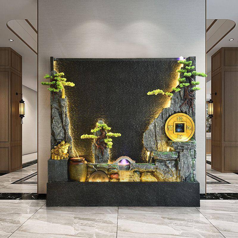 招财假流水喷泉屏客厅公VWR司玄庭院水幕墙风办公关室酒店景观山