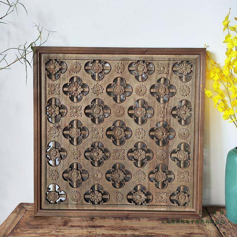 宋美学格985栅花窗式仿中实木式镂空雕花门古窗棂复古宋氏花格挂