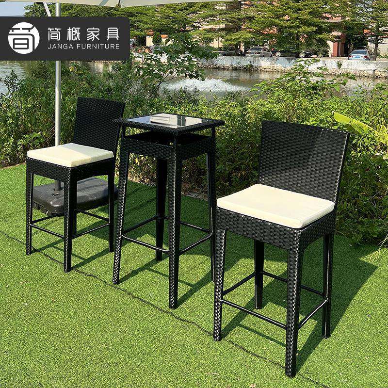 编吧台椅室外酒吧具音乐餐22-7-27-吧椅户外藤家阳台庭院餐厅藤椅