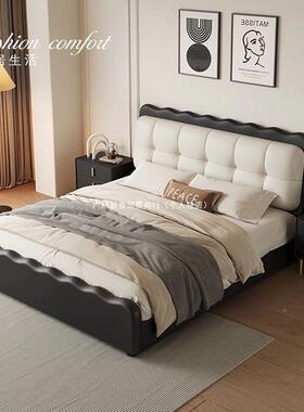 法复GYR古黑色泡芙床云主式卧床约现代简涟漪床朵网红软包双人床