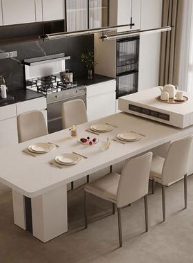 高端大户型岩20888板岛餐桌台体可伸缩多椅功能餐桌组一合现代简