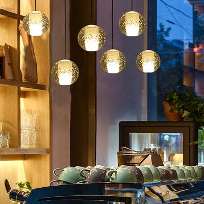 复式灯旋转楼梯长XY2012吊现灯代轻奢气泡水晶球简约跃层吊lo公ft