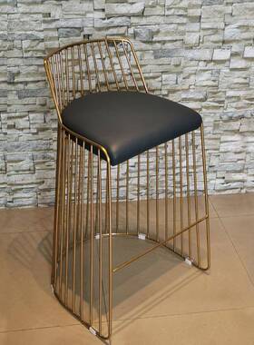 轻奢酒吧网简红椅不钢金色靠背椅锈约转椅高脚凳吧台JJV前台椅子