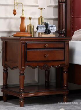 式乡村实木床头柜约储美物整柜装复古简欧式卧室储物89110收纳柜