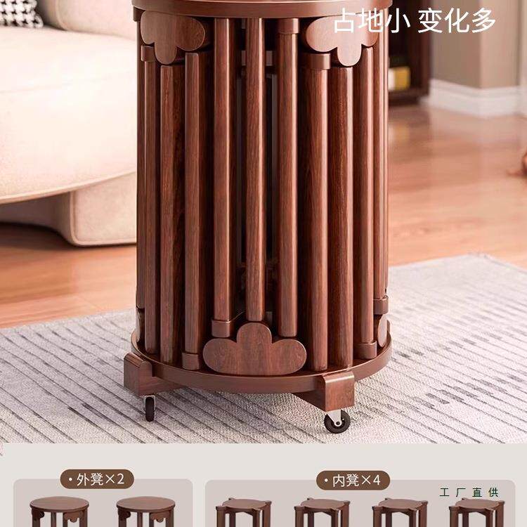 实木子圆中凳叠放可客厅720多功能家用小凳子凳餐桌凳新式叠叠椅子