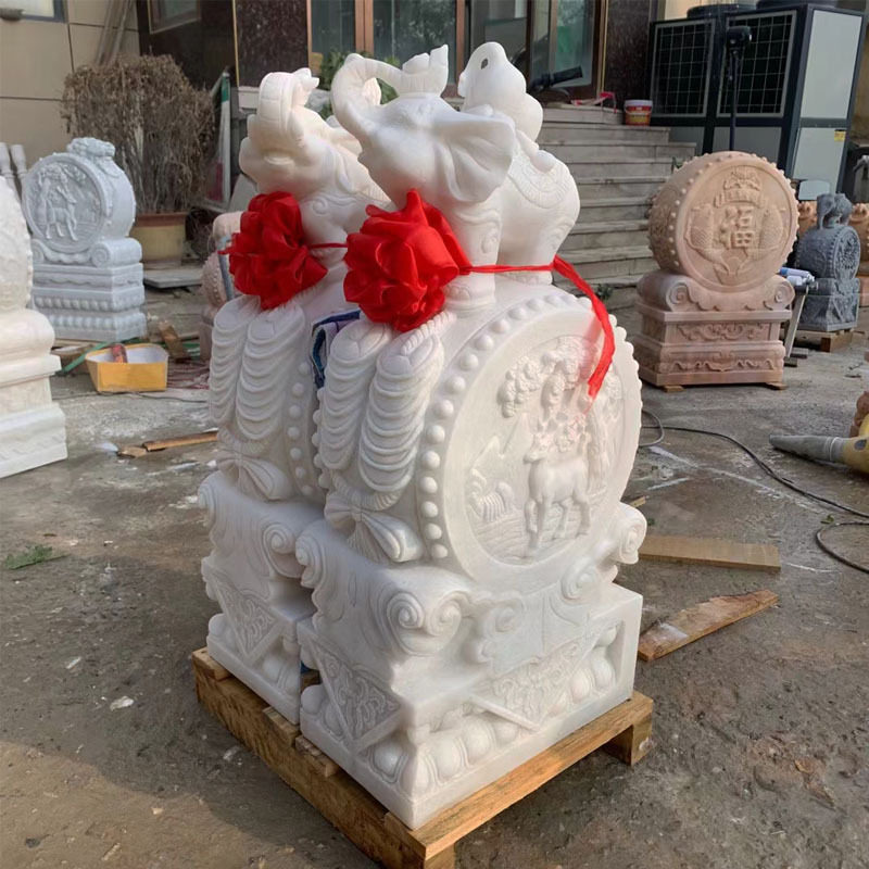 汉白玉青石石雕门鼓一对庭院别墅