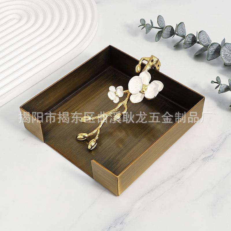 复古685铜商色巾纸收纳盒纸巾架档餐酒店餐厅用压纸方形餐高巾纸