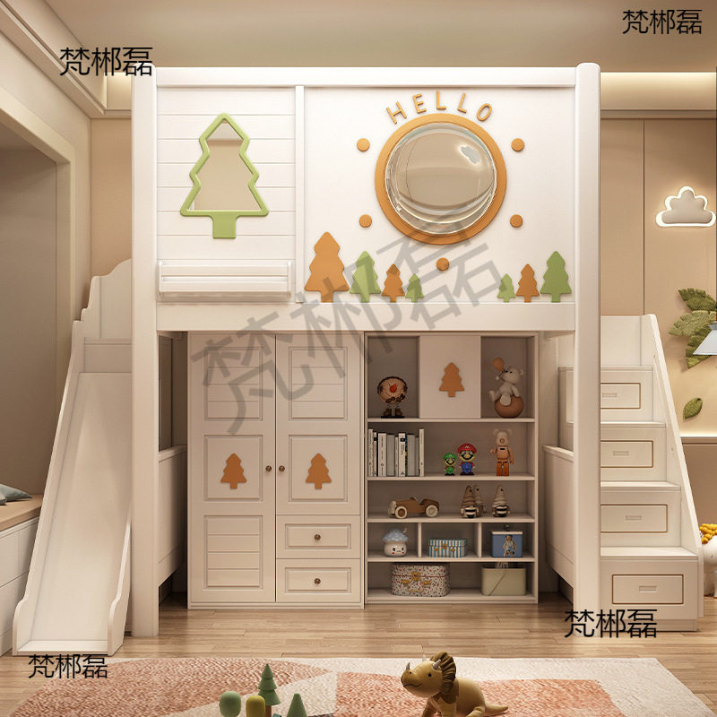 儿童树屋床上床柜多功能稳固