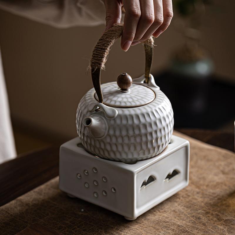 炭火炉蜡烛煮茶电式陶炉烧水壶简约花茶果泡茶器中耐茶热提梁VWN