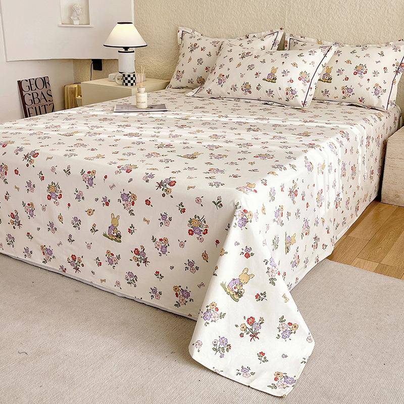 纯棉粗布套套床老单100全棉单件枕被单三件夏季床959笠棉布料不起