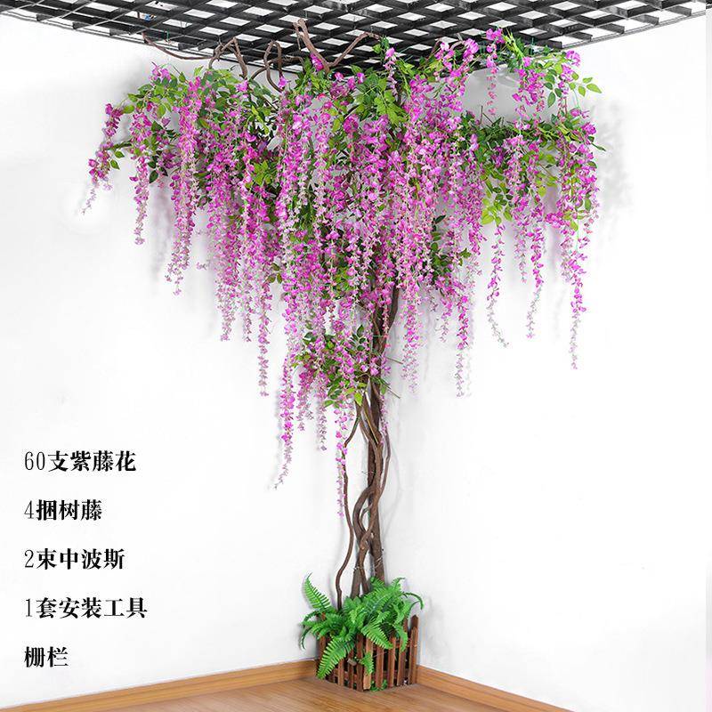 新款真树假树藤仿婚庆花788塑枝料装饰厅绿植客枯藤树藤蔓