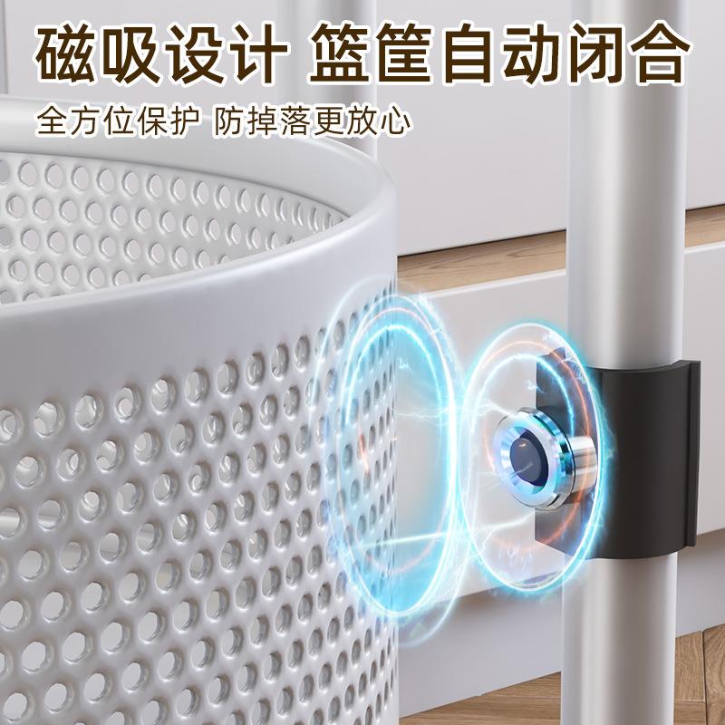 圆形厨房置物不架落地多729转层家用锈可钢菜篮子收纳架旋免安装