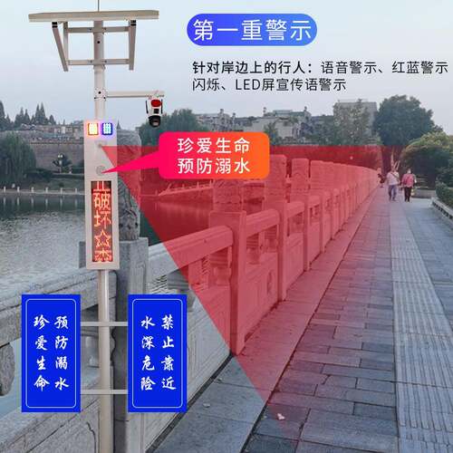 太阳能森林防火语宣传杆视警频监控JC-S550户音外红外声光感应防