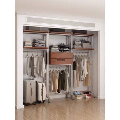 安寝居落挂地架开放式衣柜金衣帽间置物架组装悬衣实属木砌PCV墙