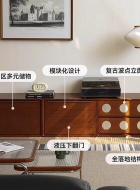 北欧木电视柜家用小户型客块组合ADF边柜厅中古实收纳储物模柜组