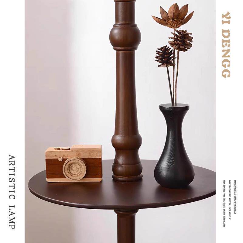 美沙式复古木茶几落地801灯发客厅室书房卧圆桌置物立式中古实氛