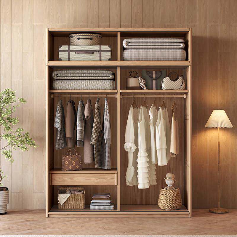 全物实木衣柜白家蜡木无品牌/推拉门门北欧落地柜用卧室大容移量