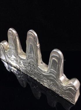 仿银砚台黄铜居镀银人笔架家书马架685035房摆件笔台古玩收藏