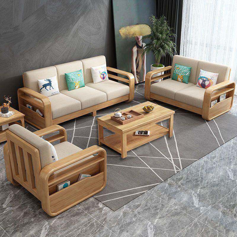 北欧实木沙发组无品牌/合现简约小户家用客厅冬夏转用角两贵型妃
