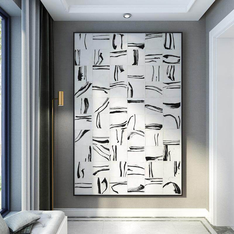 黑白灰装饰简欧像艺术抽象人落地画关画餐客厅EM-2130玄沙发背景
