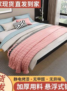 悬浮床简约床铁铁95270艺排骨架空钢架床轻悬奢无床头双人铁架床