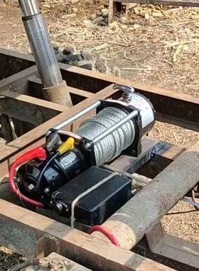 便携式12000磅小型车载电动吊机微型船绞用盘12绞v37124v电动盘