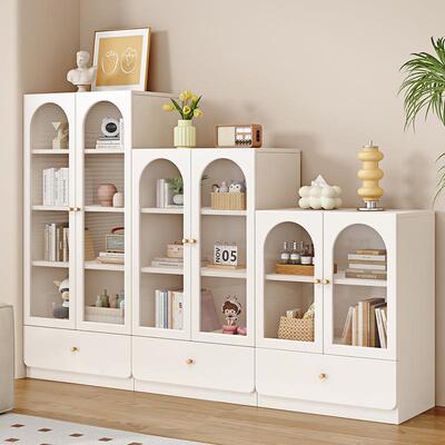 地书实木柜由靠墙玻璃门现代简约书橱家jy-08140落用收纳储物柜自