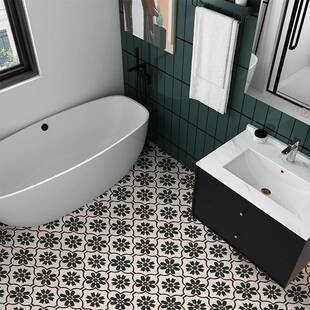 9瓷V厨7T复古卫小花砖F7697TSM贴纸生间防水地面仿砖翻新房防油阳