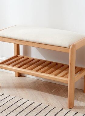 玄实木换鞋凳关北欧民宿简多纳层收鞋架家用进门可坐式穿鞋rb23约