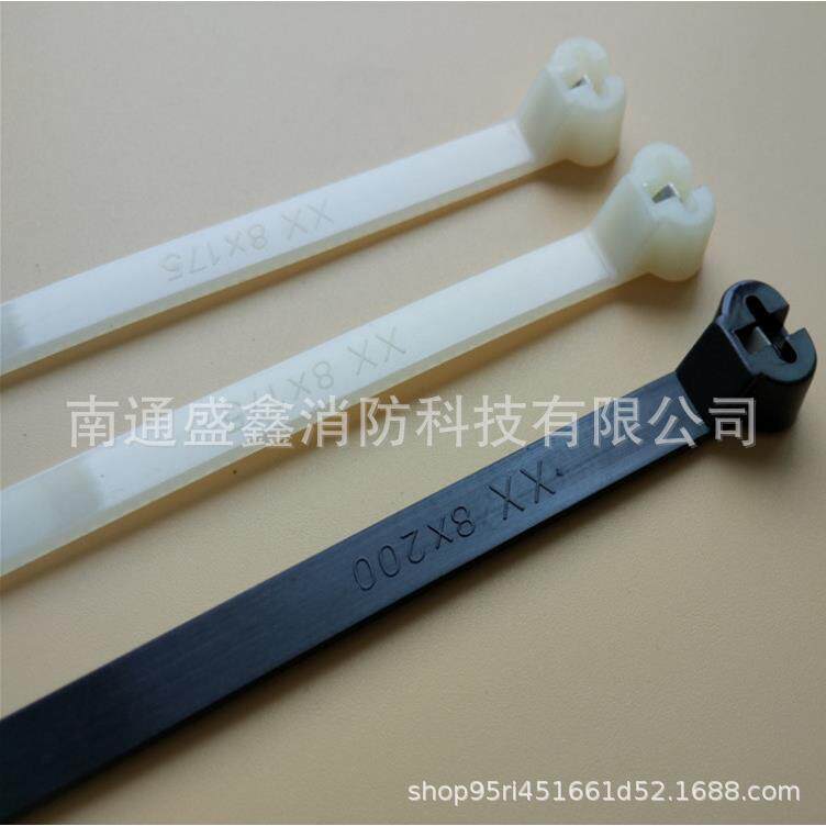 嵌钢片尼龙船用不锈钢嵌片式扎带NZ140Q 钢牙扎扣自锁塑料带 白色