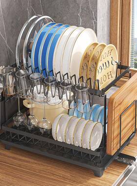 厨房水置物架多能杯架双功层FEQ碗架收沥纳架筷子刀叉滤水碗盘碟