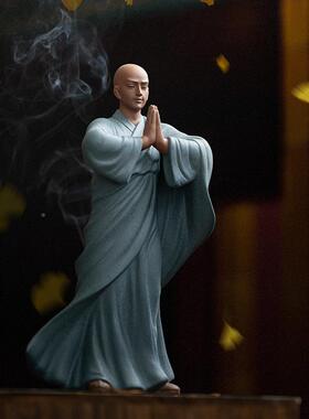 紫小砂ZMF22052禅意和尚茶宠摆件品创意佛系小沙茶桌弥面装饰茶道